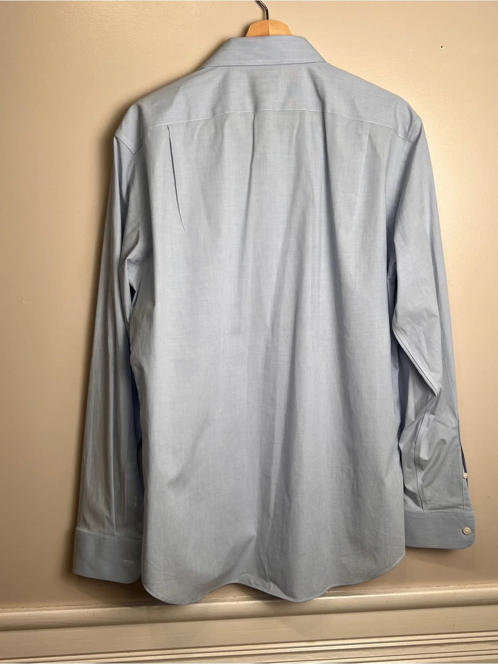 J.Crew Large Thompson Dress Shirt Blue Cotton Blend Flex Wrinkle Free Mens, EUC